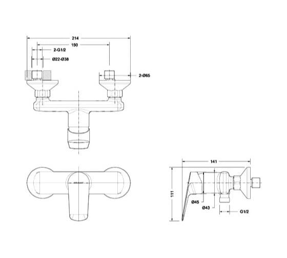Смеситель для душа Bravat Rhein F9429564CP-01-ENG 00-00256605