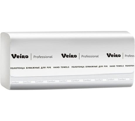 Полотенца бумажные для рук VEIRO PROFESSIONAL V1-250 V-сложения, однослойные, 20 пачек по 250 листов 23259