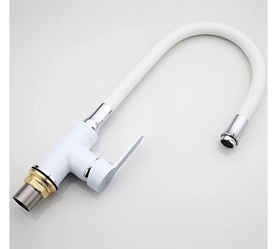 Смеситель для кухни FRAP 35к F4041 гибкий излив, гайка, боковая, белый 537591