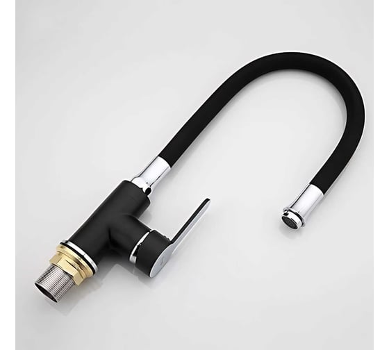 Смеситель для кухни FRAP 35к F4042 гибкий излив, гайка, боковая, черный 537596