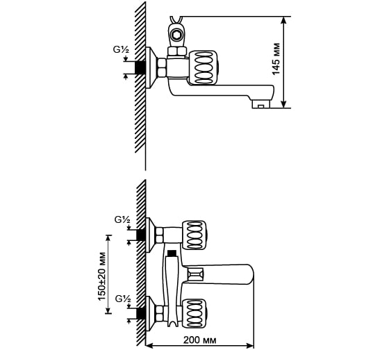 Смеситель для ванны mixline ML02-01 NEW 529845