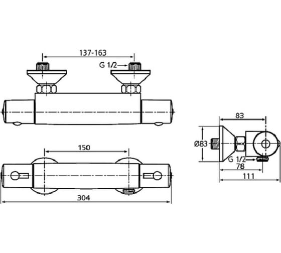 Настенный термостатический смеситель для душа Ideal Standard A6367AA CERATHERM 50 00044222