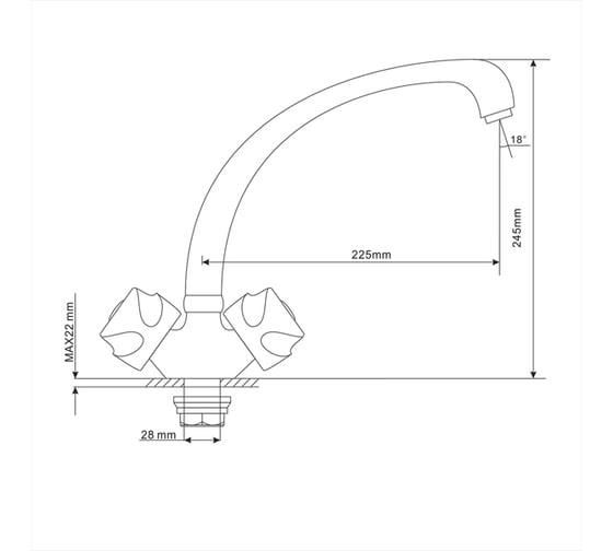 Смеситель для кухни mixline 1/2 керамика, без подводки ML01-03 522120