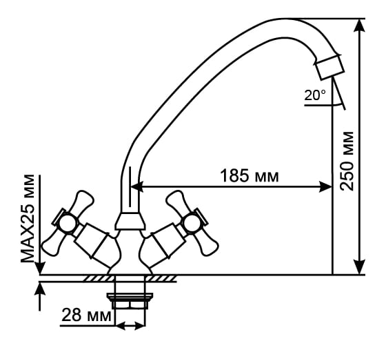 Смеситель для кухни mixline 1/2 керамика, без подводки ML10-03 522138