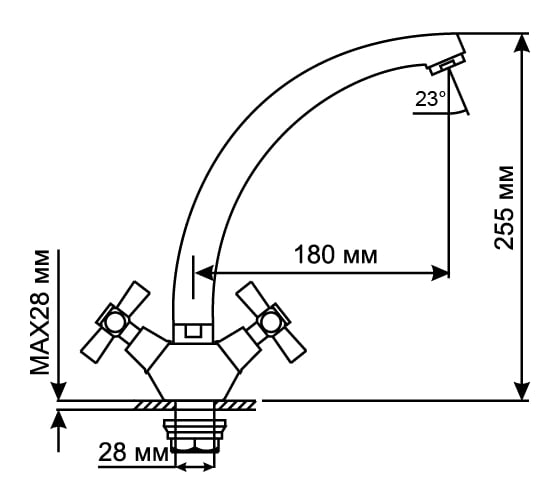 Смеситель для кухни mixline 1/2 керамика, высокий излив. без подводки ML09-032 522137