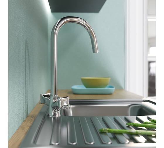 Смеситель для кухни Mixline 1/2 керамика, высокий излив, без подводки ML11-031 530473