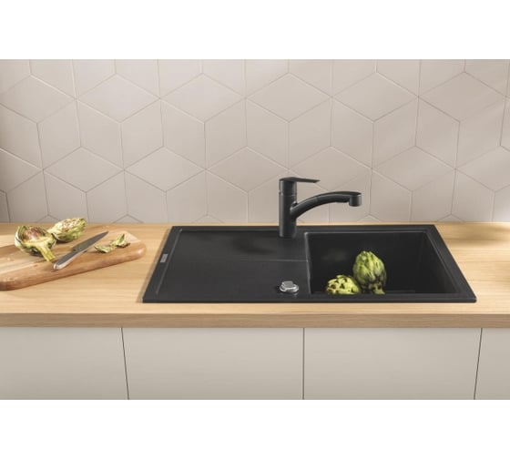 Смеситель для кухонной мойки GROHE Start c низким поворотным изливом, матовый черный 324412432