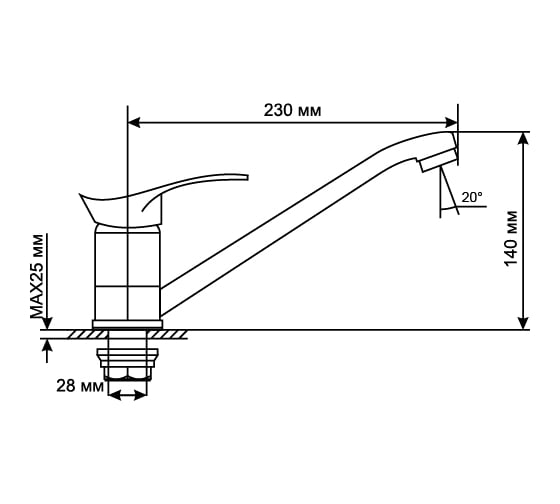 Смеситель для кухни mixline без подводки 40k ML03-03 522123