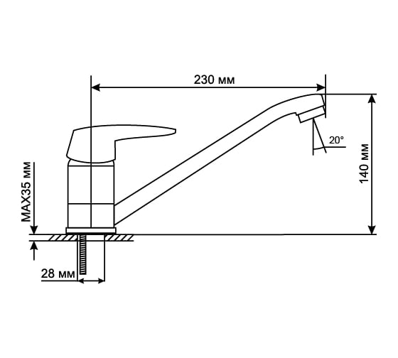 Смеситель для кухни mixline без подводки 40k ML08-03 522134
