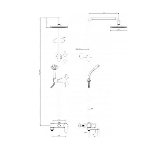Колонна для душа Paffoni телескопическая, Blu излив-дивертор, хром ZCOL632CR 00239990