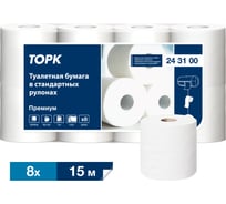 Туалетная бумага в стандартных рулонах TORK 243100, Т4 с перфорацией, 3-слоя, с тиснением (8 рулонов в уп) 26132 35799570