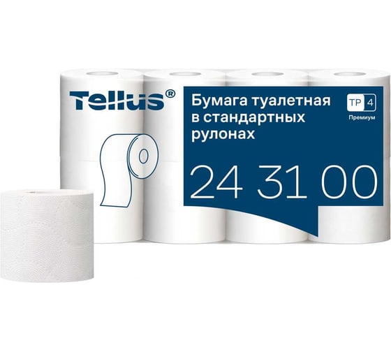 Туалетная бумага TORK (Tellus) в стандартных рулонах, Т4 с перфорацией, 3-слоя, с тиснением (8 рулонов в уп) 26132 243100 1