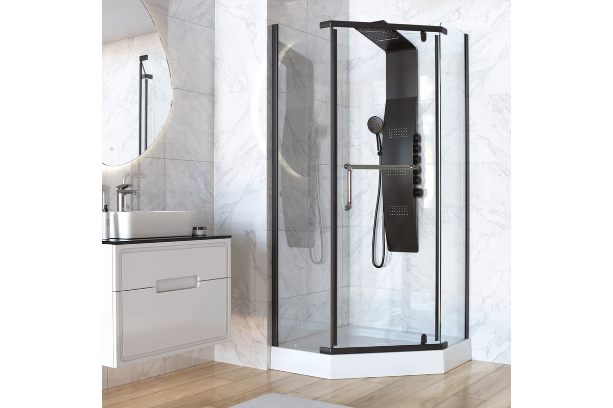 Душевой уголок Taliente 80_80_195см, пятиугольный, распашной, прозр ...