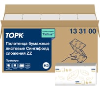 Листовые полотенца TORK 133100 с моносложением ZZ Н3, Премиум, 2-слойная, 20 пачек в уп. 26154