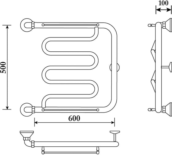Полотенцесушитель водяной Primoclima Astra Л water Inox 50x60 PCAstraЛWInox5060