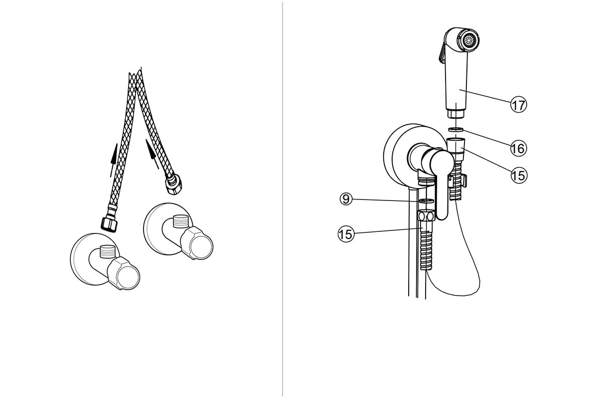 Настенный гигиенический душ Paini Aosta со смесителем, хром 92CR304KM ...