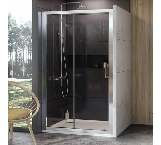 Раздвижная душевая дверь Ravak 10° 10DP2-110 см, блестящий профиль, прозрачное стекло 0ZVD0C00Z1 1