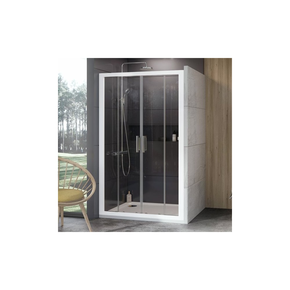 Раздвижная душевая дверь Ravak 10° 10DP4-150 см, белый профиль ...