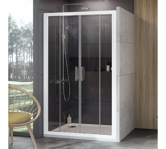Раздвижная душевая дверь Ravak 10° 10DP4-200 см, белый профиль, прозрачное стекло 0ZKK0100Z1