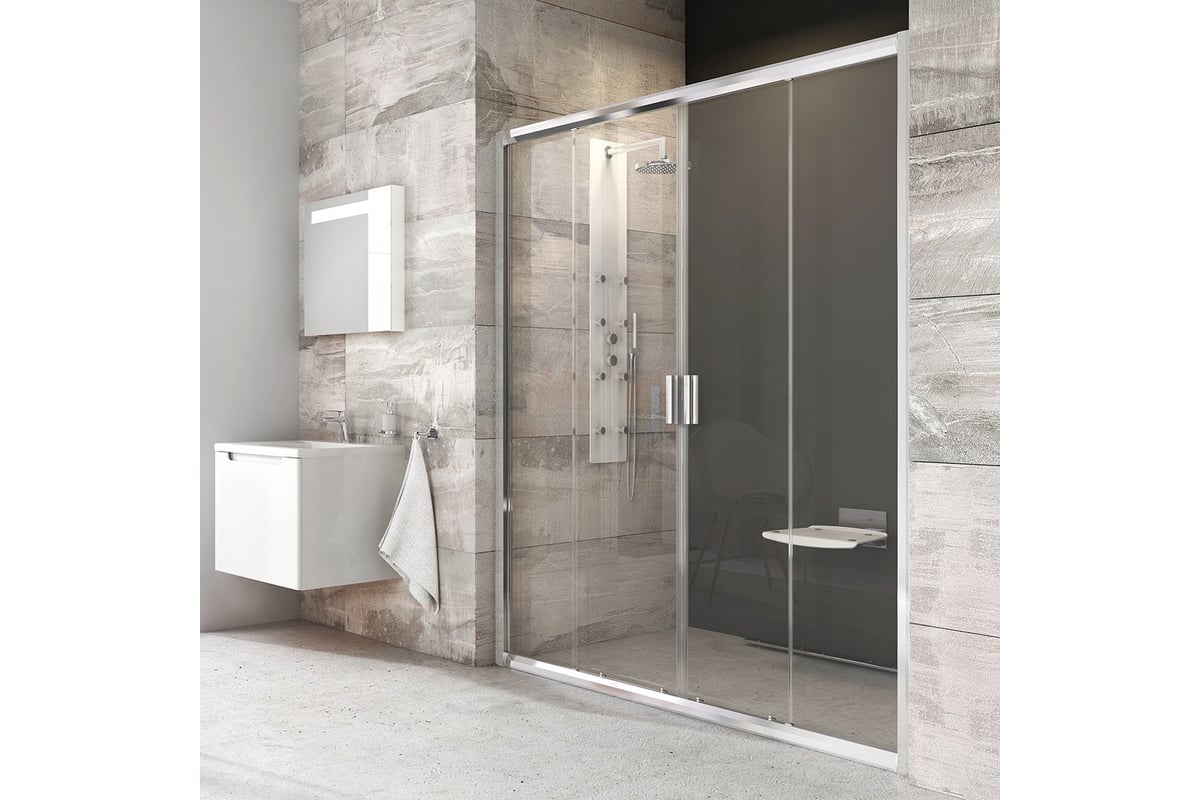 Раздвижная душевая дверь Ravak Blix BLDP4-130 см, блестящий профиль ...