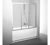 Раздвижная перегородка (шторка, ширма) на борт ванны Ravak AVDP3-150 профиль сатин, матовый полистирол РАИН 40VP0U0241