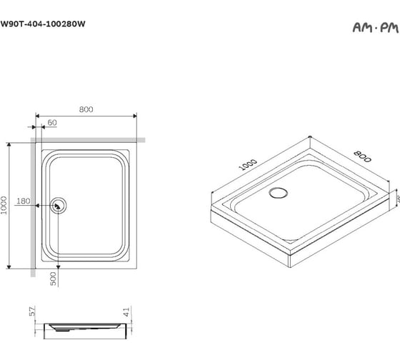 Душевой поддон AM.PM Gem 100x80, W90T-404-100280W