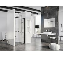 Душевая дверь поворотного типа Ravak Pivot PDOP1 80 см, профиль и ручки черные, прозрачное стекло 03G40300Z1