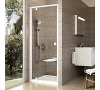 Душевая дверь поворотного типа Ravak Pivot PDOP1 80 см, профиль и ручки белые, прозрачное стекло 03G40101Z1