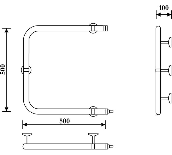 Полотенцесушитель электрический Primoclima Astra П E Inox 50x50 PCAstraПEInox5050