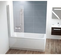 Неподвижная перегородка (шторка, ширма) на борт ванны Ravak CVS1-80 профиль сатин, прозрачное стекло 7QL40U00Z1