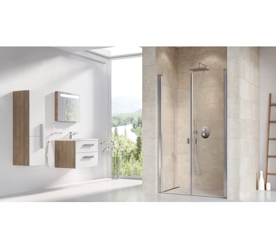 Душевая дверь поворотного типа Ravak Chrome CSDL2-120 см, блестящий профиль, прозрачное стекло 0QVGCC0LZ1