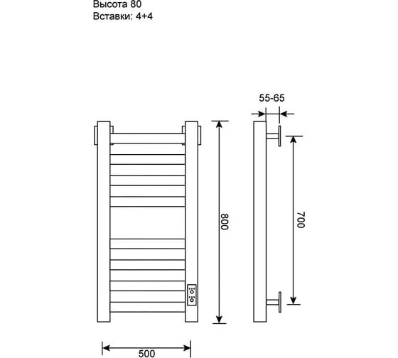 Полотенцесушитель электрический Primoclima Nox 30 E Graphite 80x50 4_4 PCNox30EGR80504.4