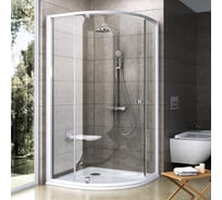 Душевой уголок четверть круга, с распашной дверью Ravak Pivot PSKK3 90x90 см, профиль белый, ручки хром, прозрачное стекло 37677100Z1