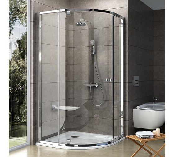 Душевой уголок четверть круга, с распашной дверью Ravak Pivot PSKK3 80x80 см, блестящий профиль, прозрачное стекло 37644C00Z1 1