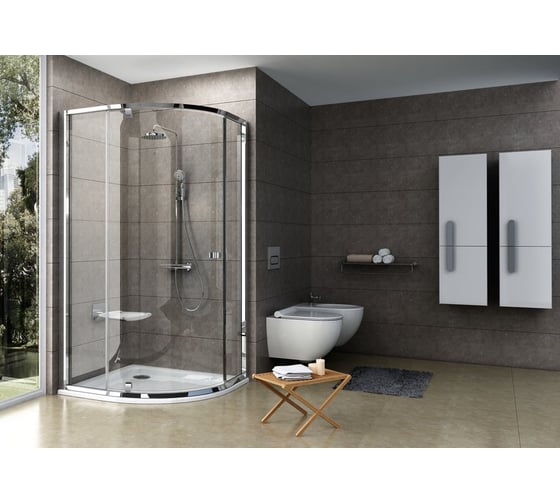 Душевой уголок четверть круга, с распашной дверью Ravak Pivot PSKK3 80x80 см, блестящий профиль, прозрачное стекло 37644C00Z1