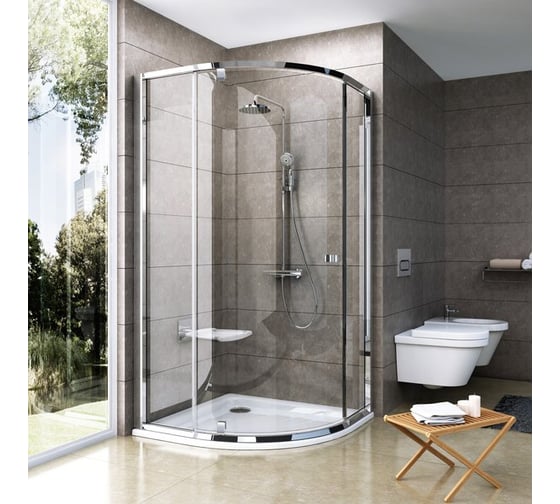 Душевой уголок четверть круга распашной Ravak Pivot PSKK3 90x90 см, блестящий профиль, прозрачное стекло, 37677C00Z1 00000041405