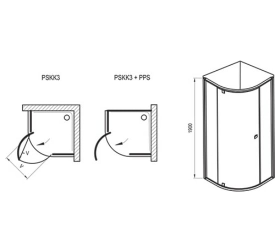 Душевой уголок четверть круга распашной Ravak Pivot PSKK3 100x100 см, профиль сатин, прозрачное стекло, 376AAU00Z1 00000017874