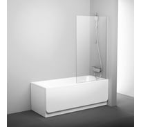 Перегородка (шторка, ширма) на борт ванны неподвижная Ravak PVS1-80 профиль блестящий, прозрачное стекло 79840C00Z1 00000042903