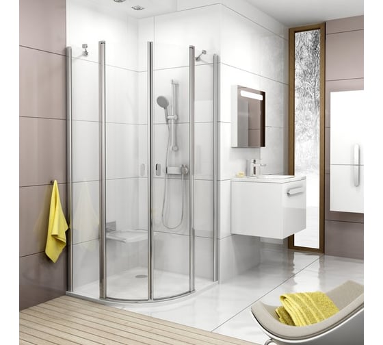Душевой уголок четверть круга Ravak Chrome CSKK4 90x90 см, профиль сатин, прозрачное стекло 3Q170U00Z1
