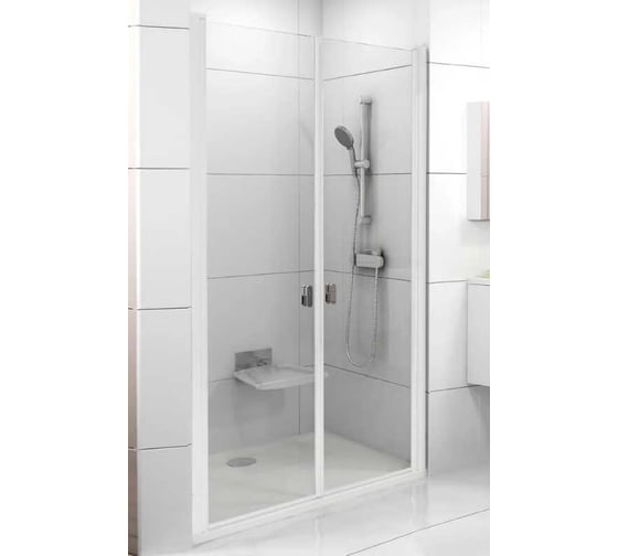 Душевая дверь поворотного типа Ravak Chrome CSDL2-100 см, белый профиль, прозрачное стекло 0QVAC10LZ1