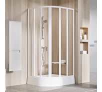 Полукруглый душевой уголок Ravak Supernova SKKP6-80 см, белый профиль, прозрачное стекло 32040100Z1