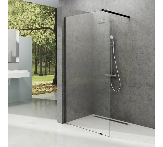 Душевое ограждение Ravak Walk In-Wall-1000х2000 черный профиль, прозрачное стекло GW9WA0300Z1