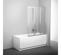 Перегородка (шторка, ширма) на борт ванны складная Ravak VS3-100 профиль сатин, прозрачное стекло 795P0U00Z1 00000017958