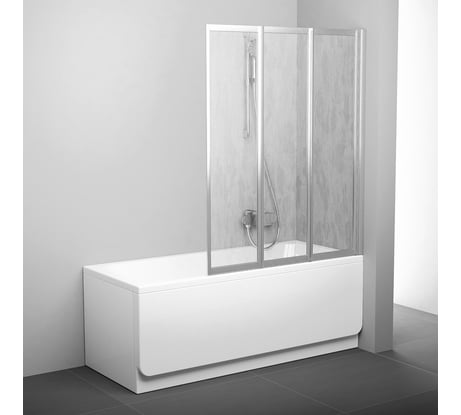 Складная перегородка (шторка, ширма) на борт ванны Ravak VS3-115 профиль сатин, полистирол 795S0U0041