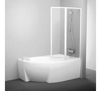 Перегородка (шторка, ширма) на борт ванны Ravak VSK2 ROSA 170 L Раин белый профиль, левый, витраж прозрачное стекло, 76LB010041 00000017937