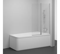 Двухэлементная перегородка (шторка, ширма) на борт ванны, с поворотной частью Ravak 10CVS2-100 R, правая, профиль сатин, прозрачное стекло 7QRA0U03Z1