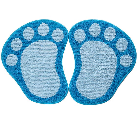 Коврик Shahintex ЛАПКИ MICROFIBER разделенные, 50х80, голубой 11 103254