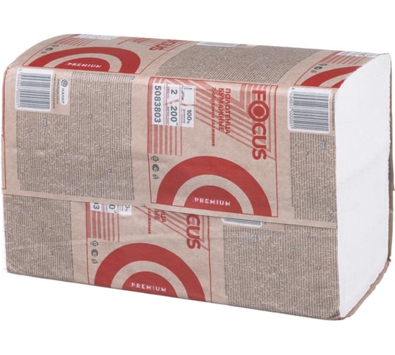 Бумажный полотенца для диспенсера Focus Premium Z-сл 2 слоя, 24x21,5 см 200л/20пач/уп 2054887