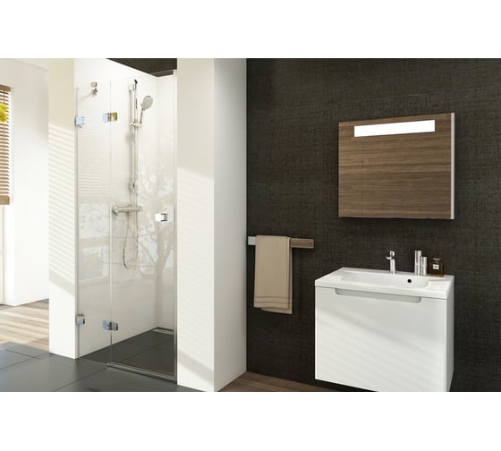 Душевая дверь поворотного типа Ravak Brilliant BSD2-80 A-R, правый, блестящий профиль, прозрачное стекло 0UP4AA00Z1 1