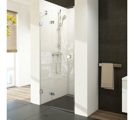Душевая дверь поворотного типа Ravak Brilliant BSD2-90 A-R, правый, блестящий профиль, прозрачное стекло 0UP7AA00Z1 1